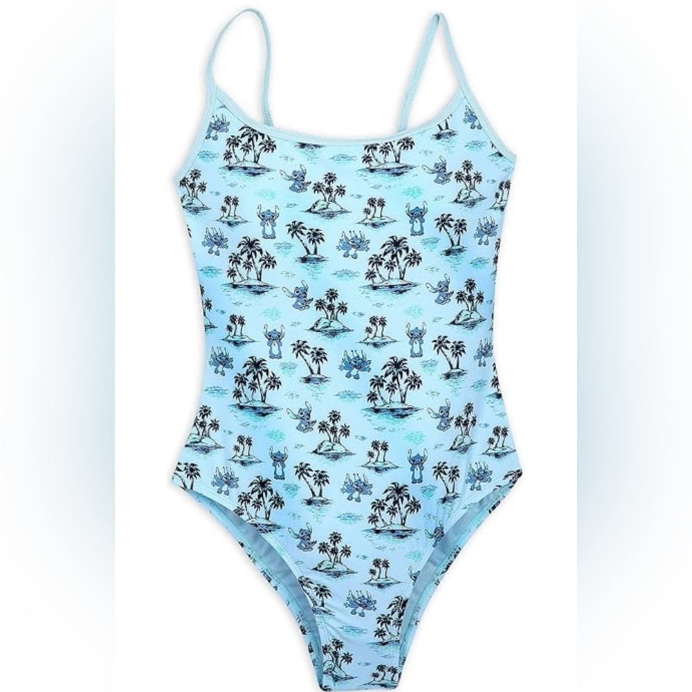 NWT Disney women’s XL blue Lilo and Stitch one piece bathing suit swim beach
